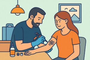 Tatuointitarvikkeiden myyjät ja kotona käyttö ammattilaisille